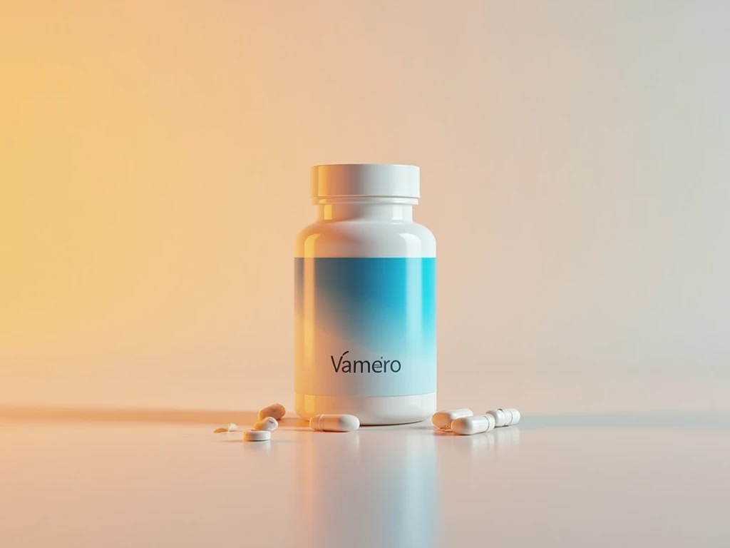 Overview graphic of Vamero capsules beside minimalist packaging